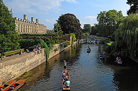 泛舟,河,左边,建筑,大学,剑桥,剑桥郡,英格兰,英国,欧洲