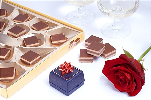 浪漫,桌子,盒子,巧克力