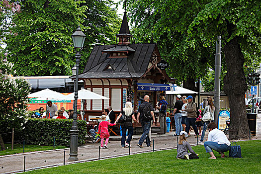 芬兰,赫尔辛基,公园,花园,童话,摊亭,销售,明信片,食物