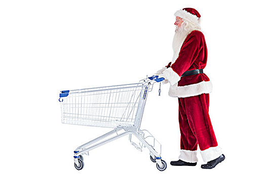 圣诞老人,推,购物车