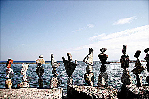 平衡,石头,安大略湖,多伦多,安大略省,加拿大