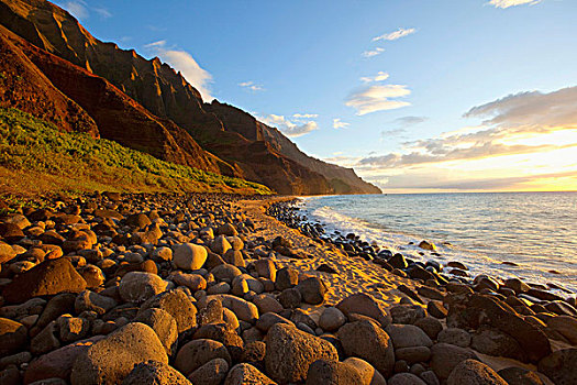 海滩,纳帕利海岸,考艾岛,夏威夷