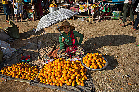 缅甸,靠近,茵莱湖,城市,橘子,店