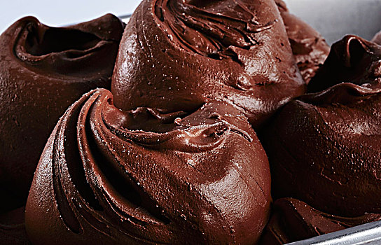 乳脂,巧克力冰淇淋,特写