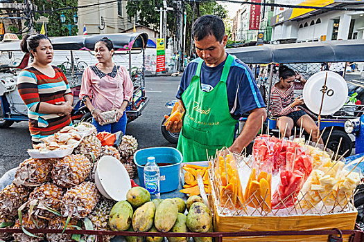 泰国,曼谷,道路,新鲜,水果,摊贩