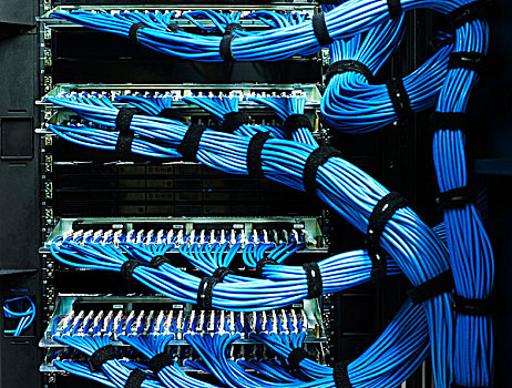 特写,蓝色,线缆,数据存储,设备,数据,中心
