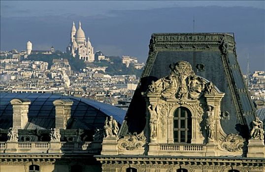 巴黎,屋顶,卢浮宫,背景