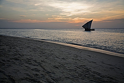 日落,风景,海滩,石头城,桑给巴尔岛,坦桑尼亚,十二月,2008年