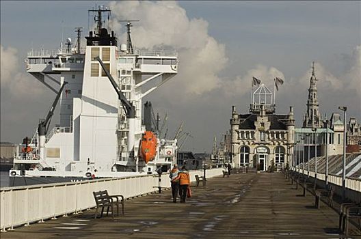 船,港口,安特卫普,比利时