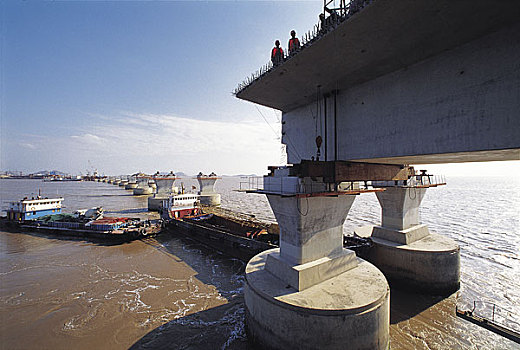 上海建设中的东海大桥