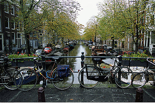 自行车,桥,上方,水,阿姆斯特丹,荷兰