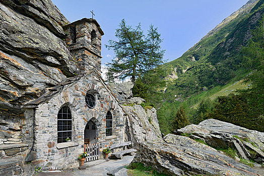 石头,小教堂,靠近,陶安,山谷,上陶恩山国家公园,东方,提洛尔,奥地利,欧洲