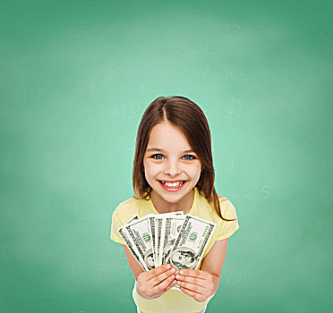 钱,金融,人,概念,微笑,小女孩,美元