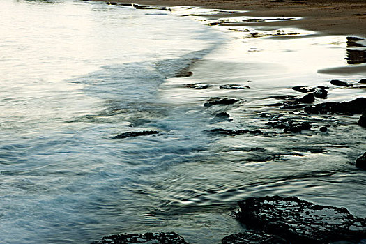 风景,海洋,潮退,石头,沙子,仰视,捕获,日落,卡斯卡伊斯,葡萄牙,二月,2008年