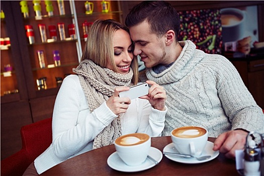 情侣,冬天,咖啡
