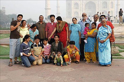 家庭,郊游,家庭照,泰姬陵,拉贾斯坦邦,北印度,亚洲
