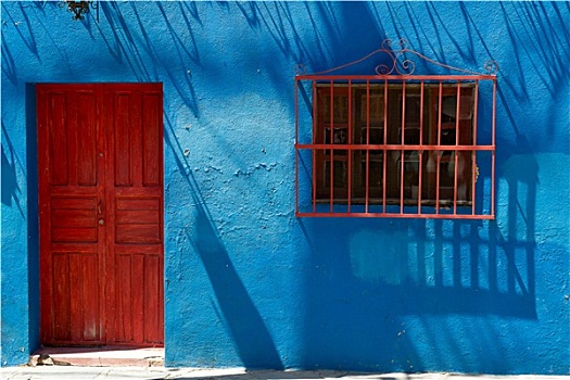 鲜明,蓝色,建筑外观