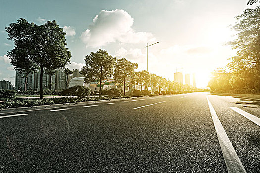 空,沥青,道路,阳光