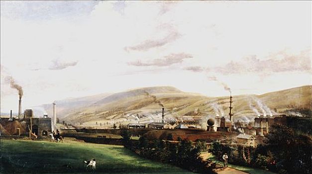 工业,风景,威尔士,19世纪,艺术家
