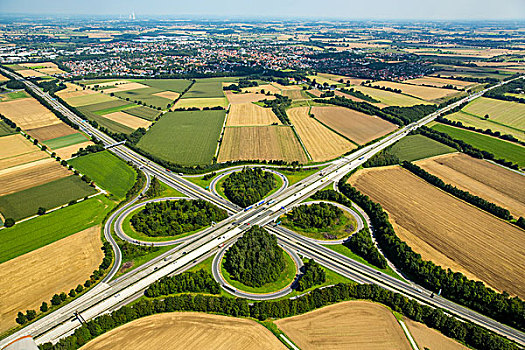 高速公路,交叉,立交桥,连通,北莱茵威斯特伐利亚,德国,欧洲