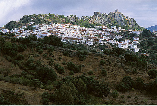 小镇,山,安达卢西亚,西班牙