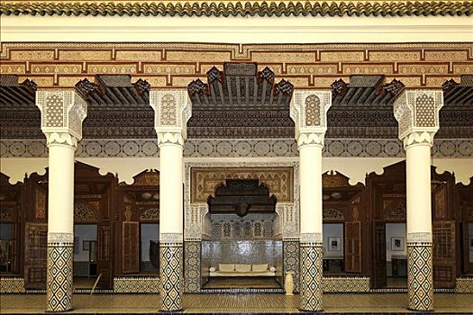 柱子,内庭,宫殿,玛拉喀什,摩洛哥,非洲