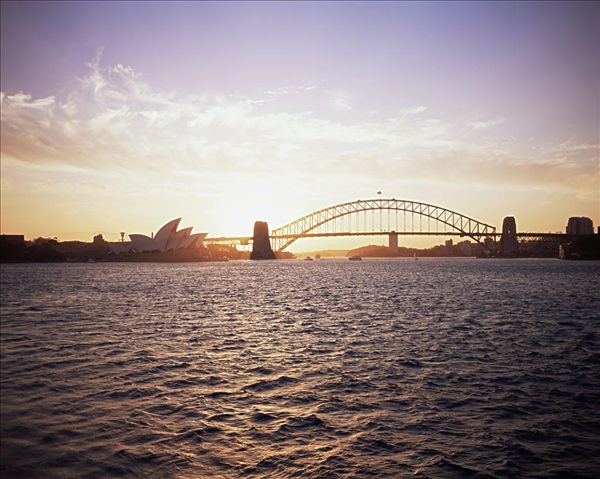 日落,上方,悉尼港