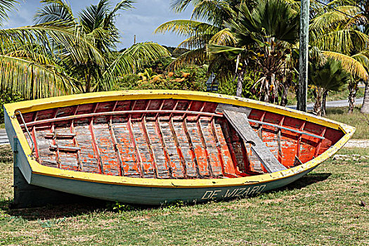 加勒比,安圭拉,划桨船,草丛
