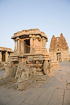 石头,马车,正面,庙宇,印度