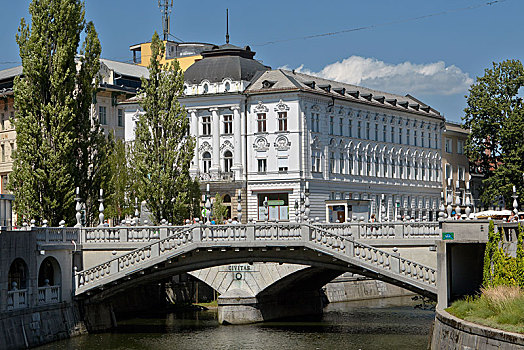 三个,桥,卢布尔雅那,斯洛文尼亚,欧洲