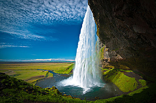 瀑布,南,冰岛,欧洲