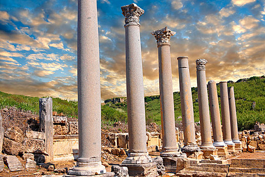 柱子,罗马,阿哥拉,遗迹,土耳其,亚洲