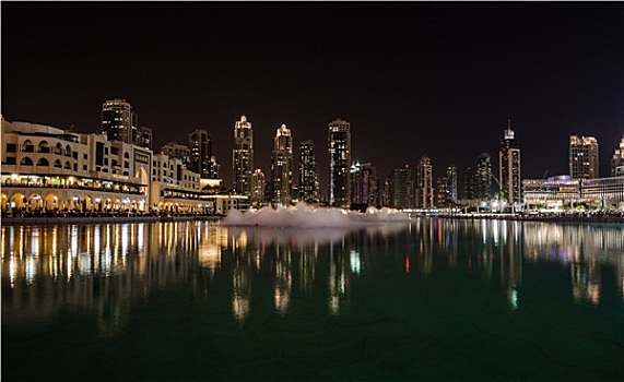 迪拜,喷泉,湖