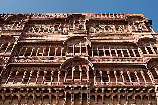 哈维利建筑,宫殿,梅兰加尔堡,拉贾斯坦邦,印度,亚洲