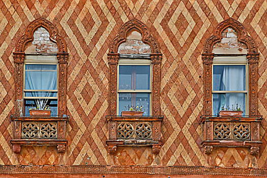 窗户,砖,设计,老建筑,威尼斯,意大利