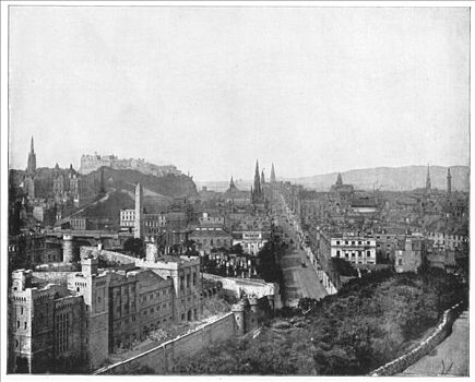 爱丁堡,纪念建筑,迟,19世纪,艺术家,未知