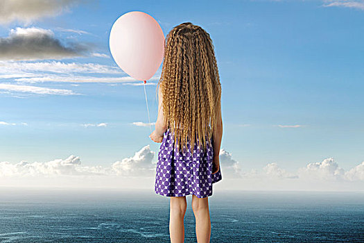 概念,照片,小女孩,气球