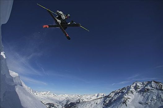 滑雪者,跳跃,空气