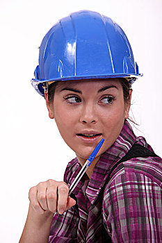 头像,女性,建筑工人