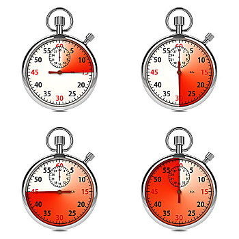 秒表,红色,计时器,白色背景