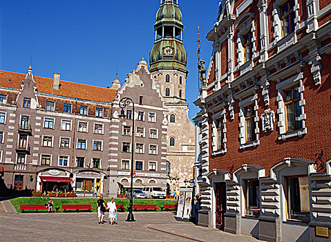 市政厅,房子,教堂,拉脱维亚
