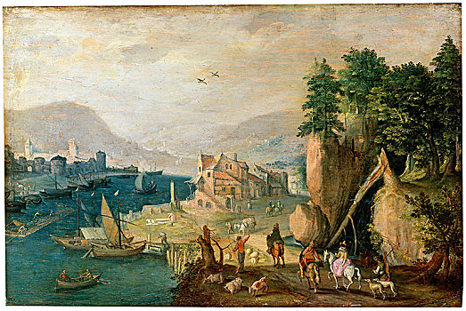 城镇,山,17世纪,艺术家