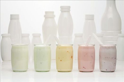 不同,酸奶,正面,塑料瓶