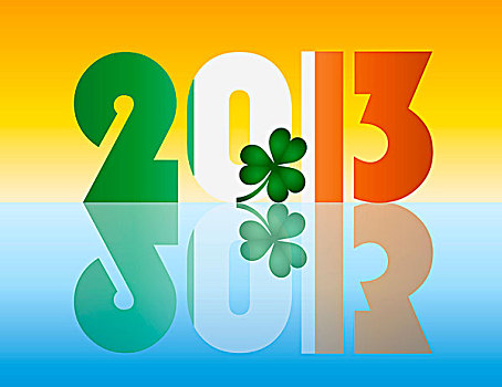 新年,爱尔兰,旗帜,插画
