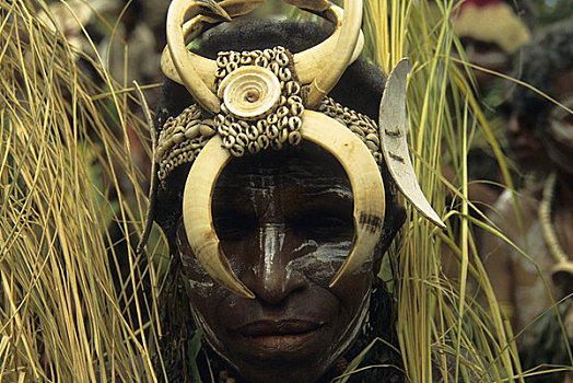 巴布亚新几内亚,河,传统服饰,特写