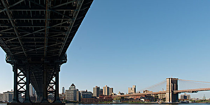 风景,布鲁克林大桥,曼哈顿大桥,曼哈顿,纽约,美国