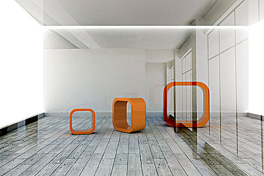 抽象,橙色,形状,房间