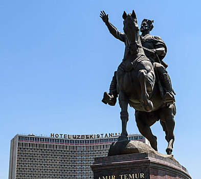 骑马雕像,户外,酒店,乌兹别克斯坦,塔什干