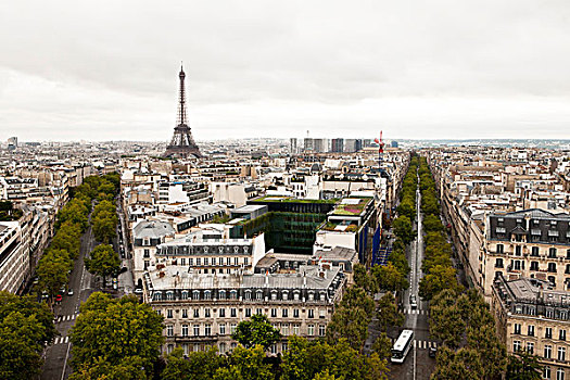俯视,城市,巴黎,法国