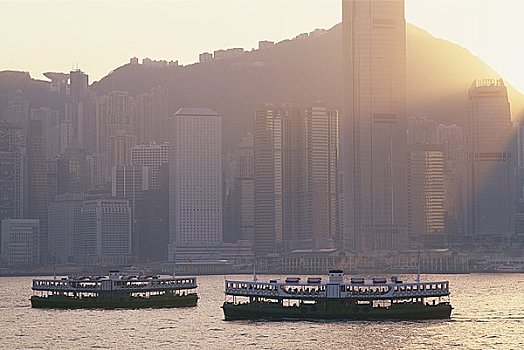 城市天际线,太平山,黎明,香港,中国